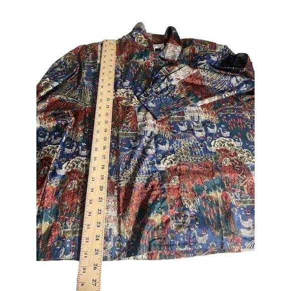 Kathy Comelli for Shapely Multi-Color Graphic Long Sleeve Soft Blouse Size 16 - Picture 6 of 6